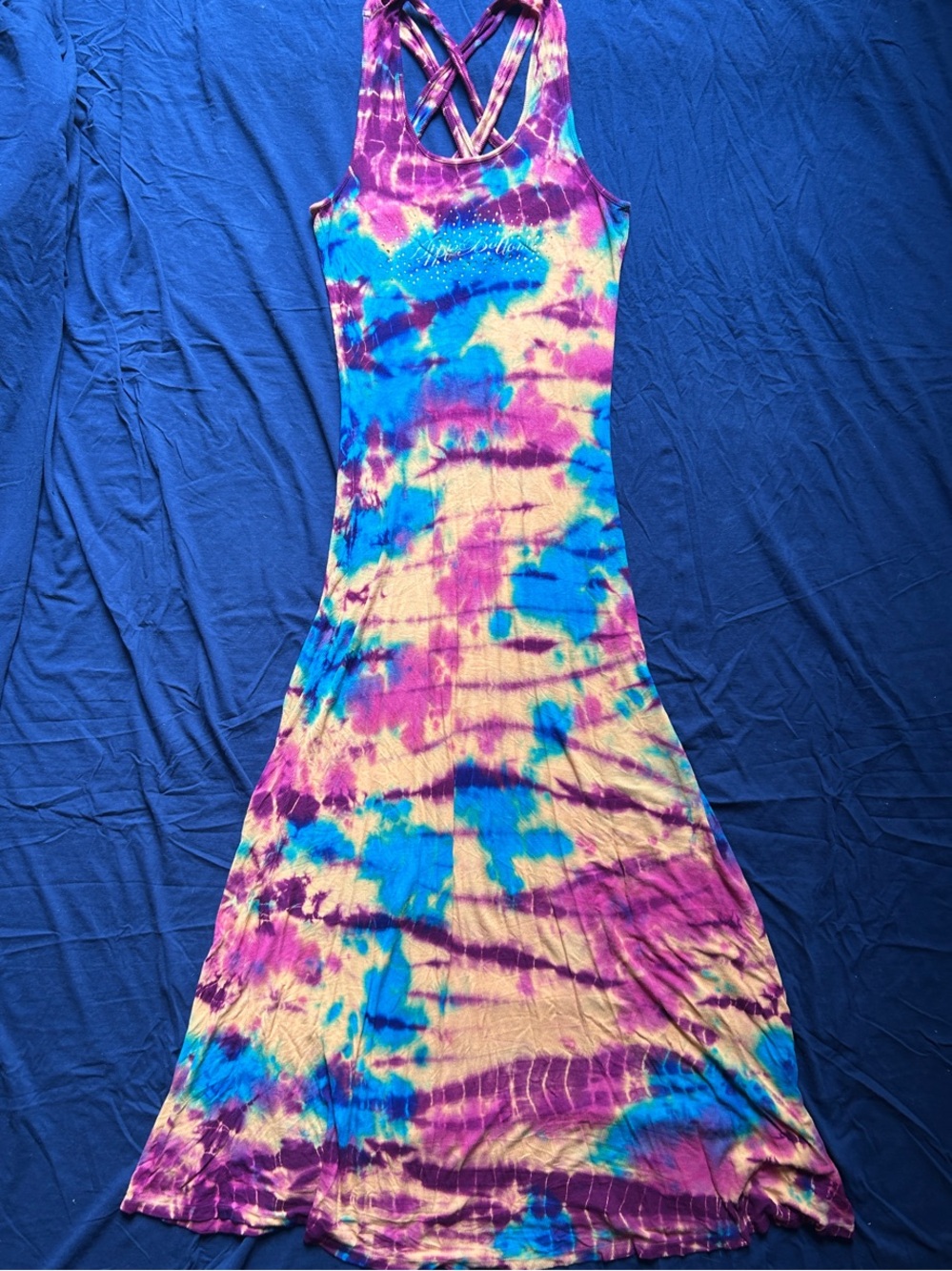 Vintage Apple Bottoms Tie-Dye Racerback Maxi Tank Dress, large